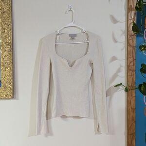 H&M Ivory Sweater Deep V